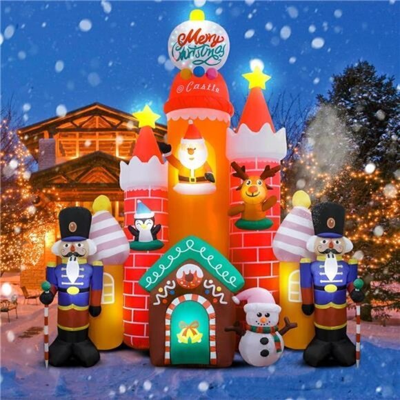 11Ft Christmas Inflatables Castle Blow Up Decorations Outdoor Santa Led Lights - Picture 5 of 6